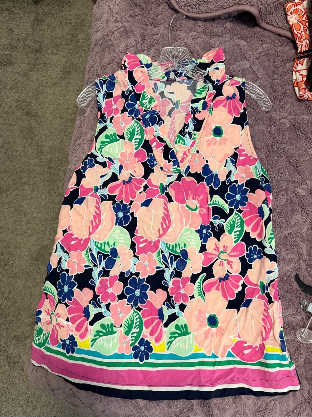 crown & ivy Girls' Floral Sleeveless Tank Top - Pink, Navy & Green